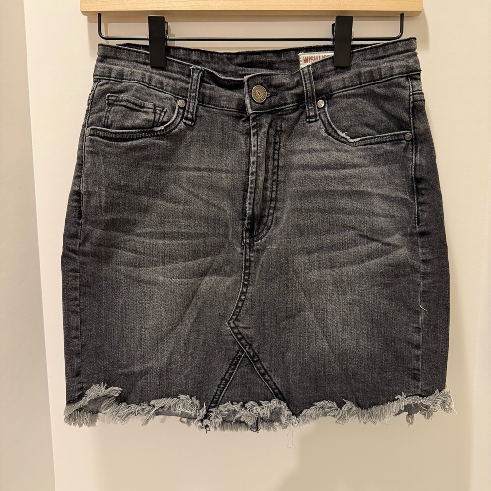 Washed Black Denim Skirt
